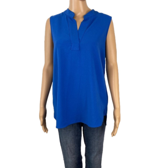 Hilary Radley sleeveless v-neck blouse blue size medium - Picture 1 of 8